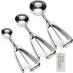 Cookie Scoop Set of 3 - Ice Cream Scoop with Trigger Include 1.5 tbsp / 2.8 tbsp / 5.4 tbsp - 18/8 Stainless Steel Heavy Duty Cookie Dough Scoop for