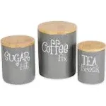 DII Kitchen Accessories Retro Collection Ceramics, Canister Set, Gray, 3 Piece