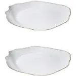 Serene Spaces Living Set of 2 Large Free-Form Edge Glazed Ceramic Plate- Dinnerw