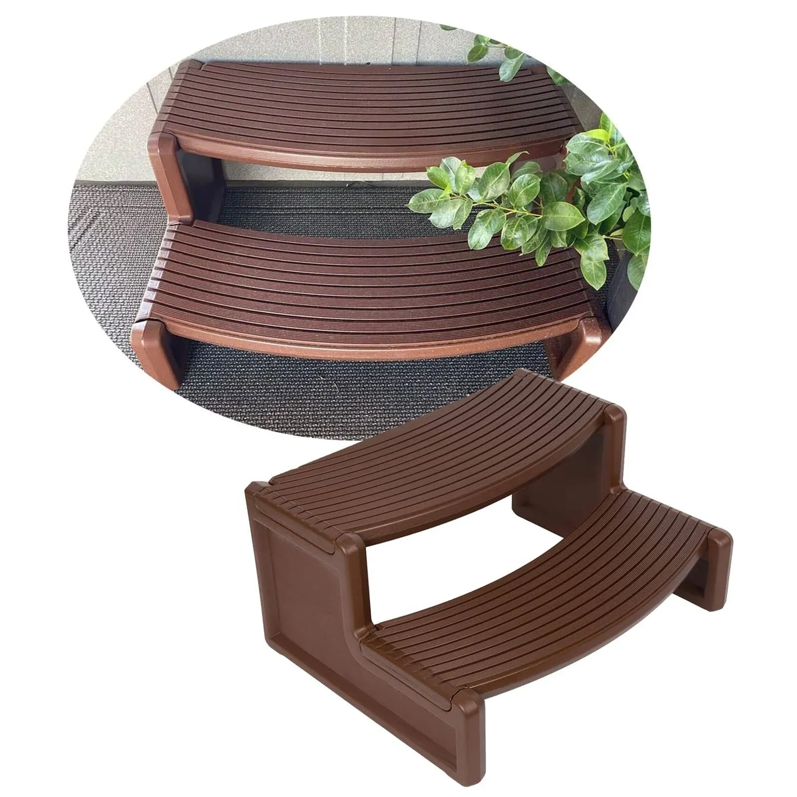 Spa and Hot Tubs Step Plastic Stairs For Round/Straight Sided Spa Espresso/Brown