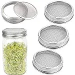 4 Stainless Steel Mason Jar Mesh Strainer Lids for Growing Bean Alfalfa Broccoli