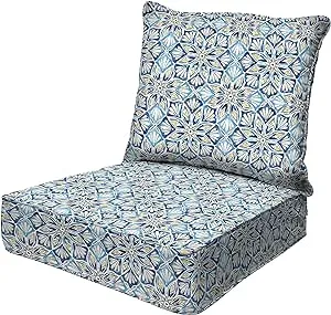 Honeycomb Outdoor Textured Solid Almond Deep Seating Patio Cushion Set: Resilient Foam Filling, Weather Resistant and Stylish Set, Seat: 24" W x 23" D