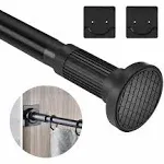 Alskarhem 1 inch Shower Curtain Rod 46-62 Inches, Double Adjustable Black Shower Curtain Rods Stainless Steel, Spring Tension Curt