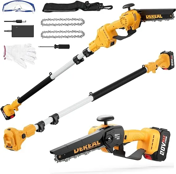 2-in-1 Cordless Pole Saw, Brushless Mini Chainsaw with Pole, 20V 4.0Ah Battery Powered Pole Saws for Tree Trimming, 8" Cutting Power Small Pole Saw, 18ft Reach Electric Saw for Trees With Pole