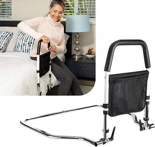 Bed Rails for Elderly Adults Safety - Height Adjustable & Storage Pocket - Bed Railings for Seniors -Disability Bed Rails - The Bed Cane Fits Any Bed & Makes Getting in & Out Easy Again