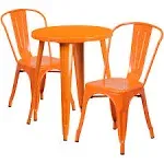 Alamont Commercial Grade 24" Round Orange Metal Indoor-Outdoor Table Set with 4 Cafe Chairs