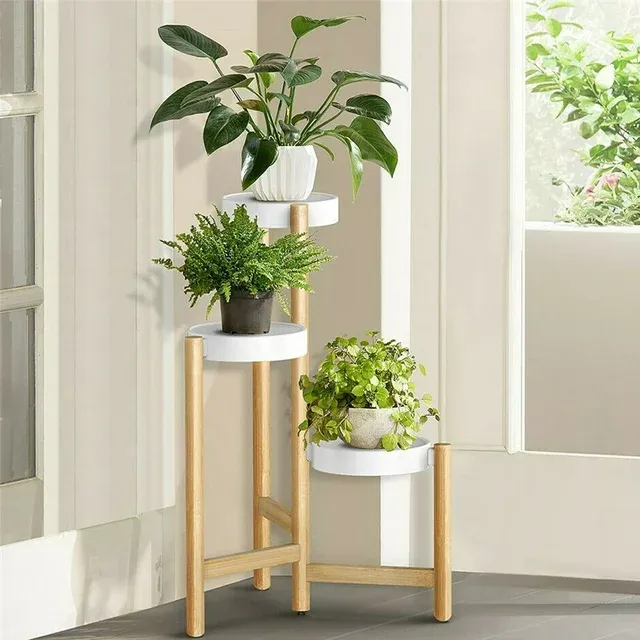 3/4 Tier Tall Plant Stand Bamboo Corner Plant Shelf Flower Stand Indoor Outdoor