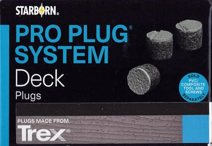 Starborn Industries Pro Plug System Plugs for PVC Composite Decking - Trex Transcend Lineage Biscayne - 375 pc (T-20 Bit Included)