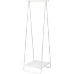 Yamazaki Home Freestanding Coat Hanger Clothes Rack with Shelf Steel One Size White