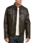 Cole Haan Men's Washed Leather Trucker Jacket