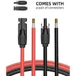 BougeRV 20 Feet 10AWG Solar Extension Cable with Female and Male Connector with Extra Free Pair of Connectors Solar Panel Adaptor Kit Tool (20FT Red + 20FT Black)