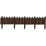  Garden Wooden Staggered Short Fence - 8 in. H. x 3.7 ft. L. Burnt Wood Finish 