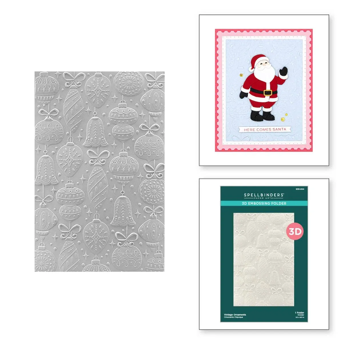 Spellbinders Classic Christmas Vintage Ornaments 3D Embossing Folder