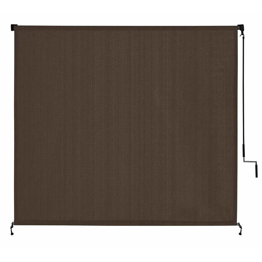 Vicllax Outdoor Roller Shade, Patio Cordless Blinds Roll Up Shade (6' W x 6' L), Mocha