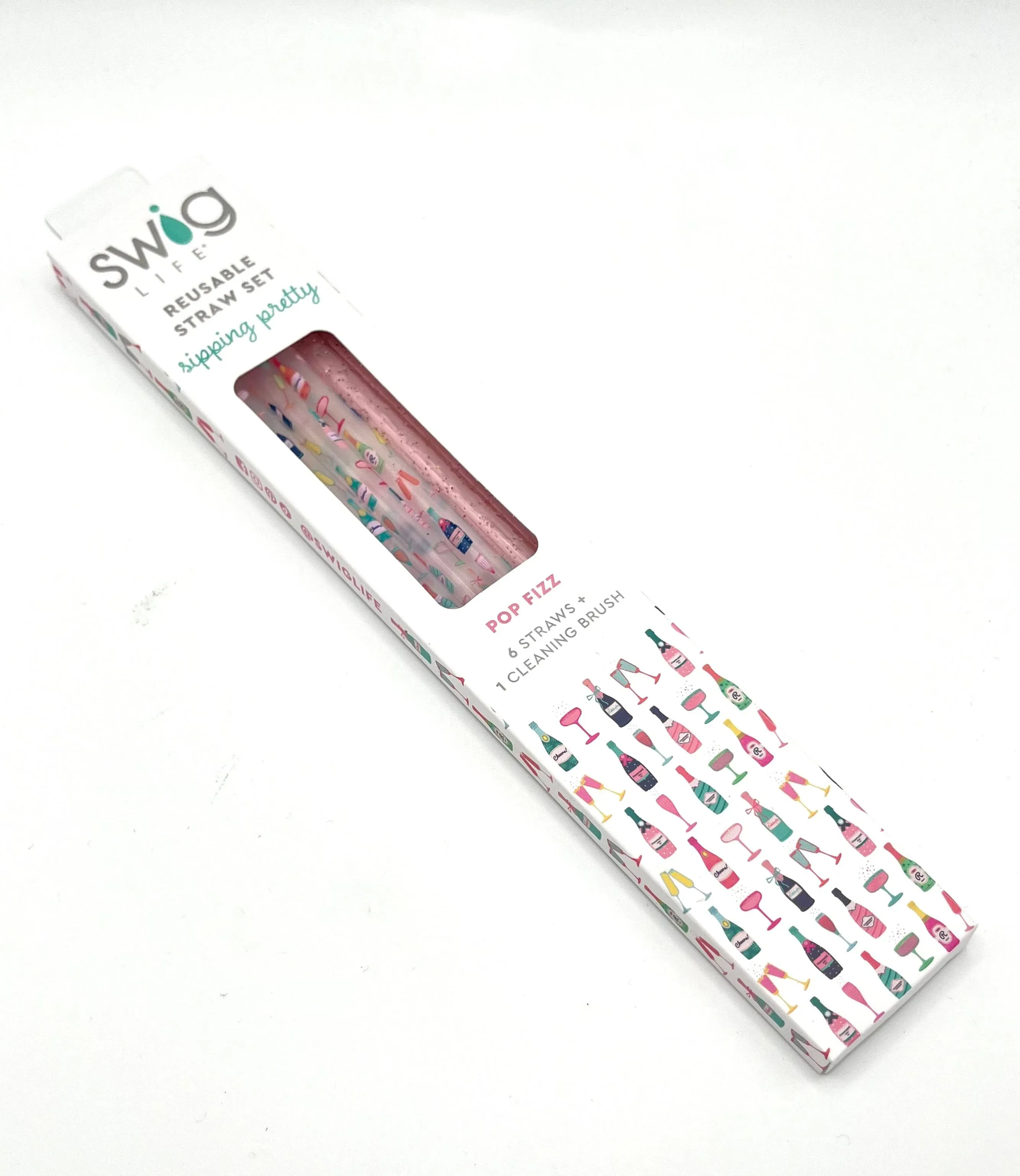 Swig - Reusable Straw Set - Pop Fizz + Pink Glitter