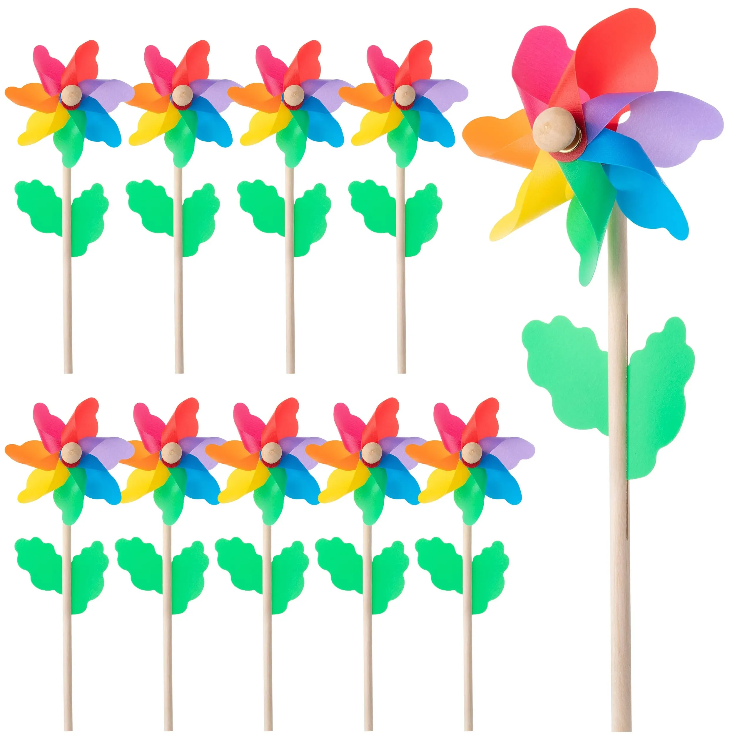 Mr. Pen Rainbow Flower Pinwheels 10 Pack