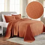 Superior Basket Weave Matelassé Cotton Bedspread Set Mandarin / Queen