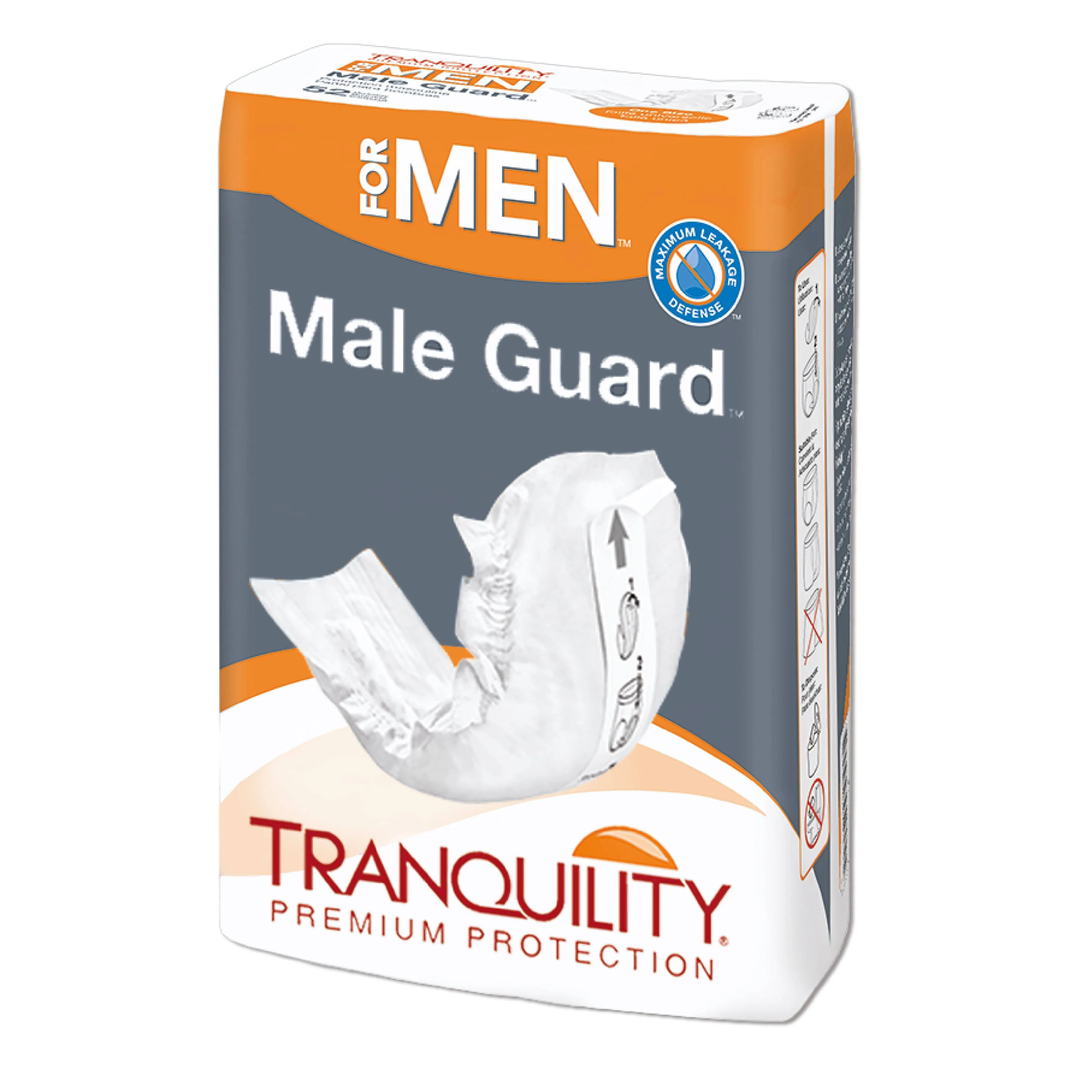 Tranquility Male Guards, Premium Incontinence Shields for Maximum Absorbency, Adhesive Strip for Secure Placement, Discreet Design, One Size, 52ct Bag