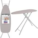 Ironing Board Full Size Made in The USA by Seymour Home Products (Greystone) Extra Wide 18” Iron Board Set Includes Cover & Pad | All-Steel Frame with 4 Heavy Duty Legs for Extra Support