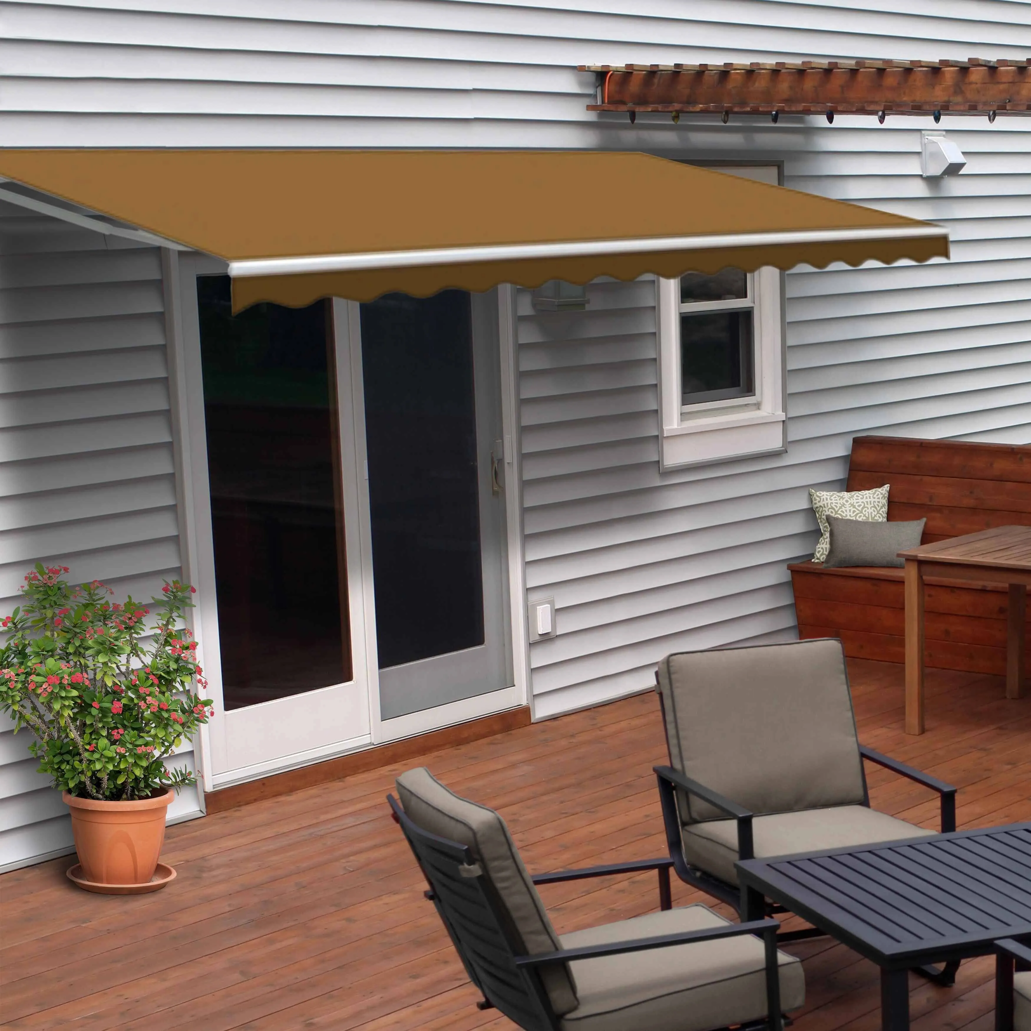 Aleko AW12X10SAND31 Retractable 12' x 10' Patio Awning Sand