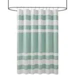 Madison Park Spa 3M Scotchgard Waffle-Weave Stripe 72" Square Shower Curtain - Aqua