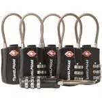 TravelMore 6 Pack TSA Approved Travel Combination Cable Luggage Locks for Suitcases Backpacks - Black