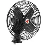 12V RV Cooling Fan with 2 Speed Switch, Dia: 8-3/4’’, Heavy Duty Black Metal Car