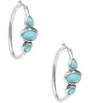 LUCKY BRAND silver turquoise hoop earrings