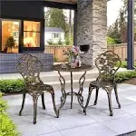 Yaheetech 3 Piece Patio Bistro Table Set for Garden Backyard Bronze