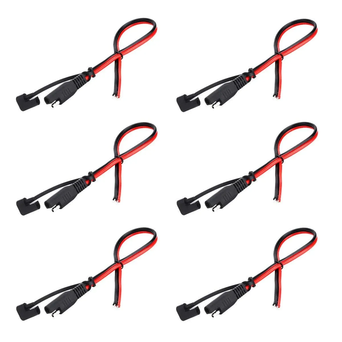 SAE Connector DC Power Extension Cable 16 AWG with Dust Cap 6pc 1.2ft