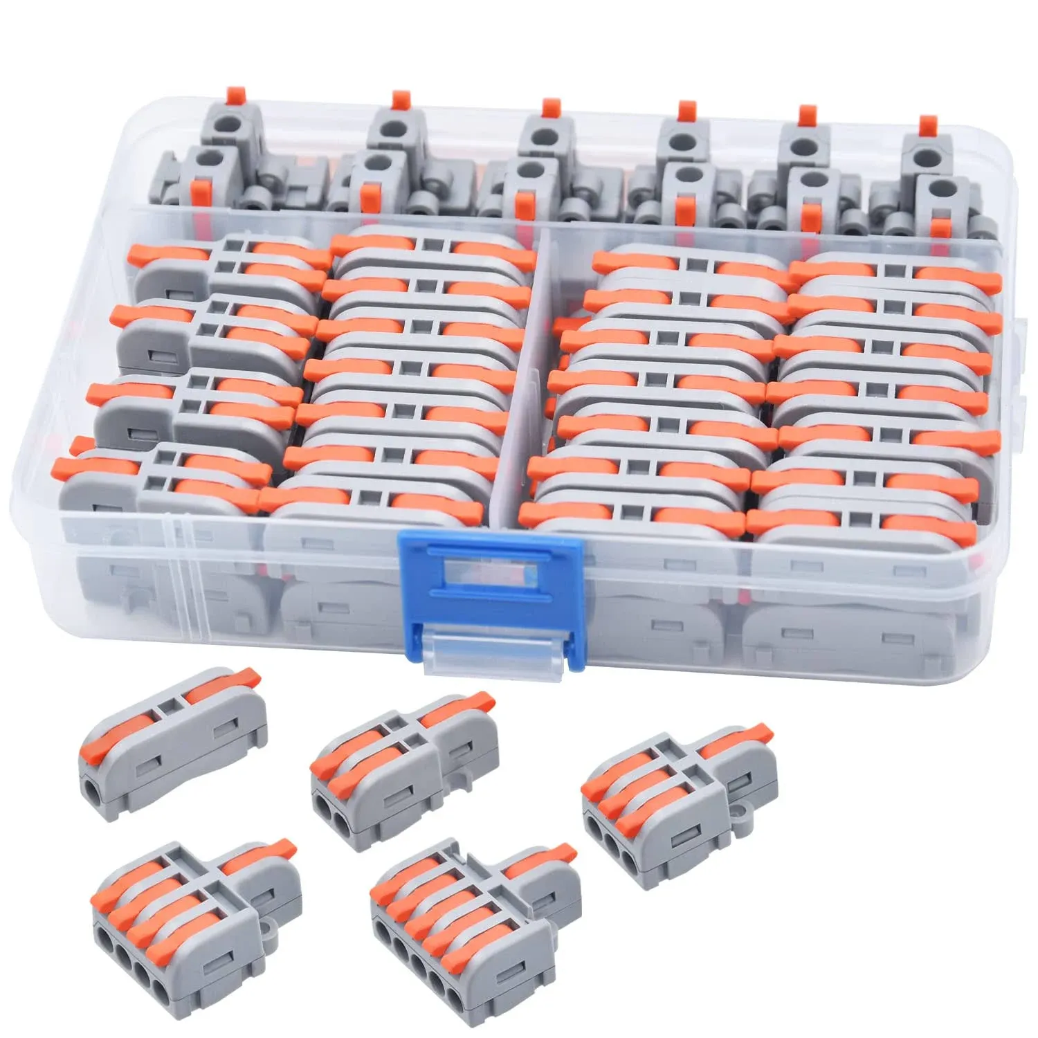 XALXMAW 62Pcs Lever Wire Connectors, DIY Mini Compact Splicing Electrical Connectors Assortment Pack Kit for Quick Connect 24-12 AWG