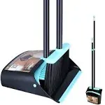 Broom with Dustpan Combo Set,Dust pan with Broom Combo Set,Standing Dustpan and Broom with 54” Long Handle for Indoor Lobby Office Kitchen Sweeping