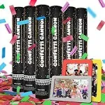 [6 Pack] 12" Confetti Cannon | Multicolor Biodegradable Confetti Poppers for Birthdays, Weddings, Pranks, Graduation, New Years Celebration | Trendy Buy Party Poppers Confetti Shooters, Shoots 25ft