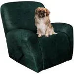 Leather Like Recliner Chair Covers Heavy Duty, 4 Pieces Lazy Boy Recliner Cover for Recliner Chair, Leather Cover for Recliner slipcovers Washable for Pets (Dark Green)