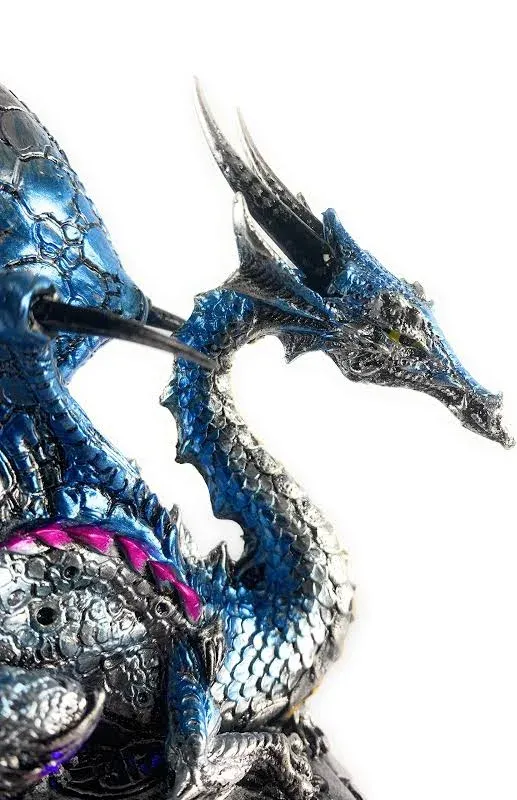 Aint It Nice Dragon Figurine Blue On Light Up LED Orb Cycling Through Many Vibrant Colors Collectible Dragon Statue Fantasy Dcor, 4(L) x 4(W) x 8(H)