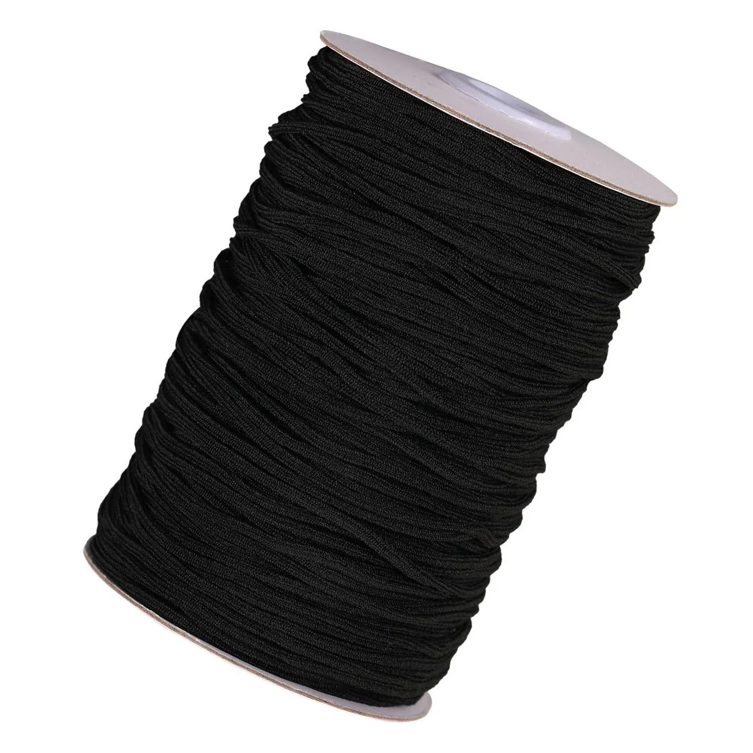 YAKRUNA 3mm Black Elastic String for Face Masks, 1/8 Inch x 110 Yards Round Soft Thin Elastic Cord Band Rope for Sewing