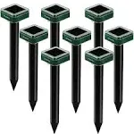 Phosooy Solar Mole Repellent Stakes, 8 Pack Solar Powered Ultrasonic Snake Gopher Deterrent Spikes, Waterproof Solar Rodent Voles Gopher Chipmunk Repellent for Lawn, Garden, Farm Outdoor Use