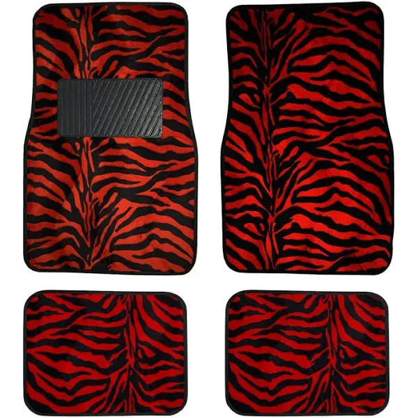 New Animal Print Purple Zebra Floor Mat Set with Vinyl Heel Pad Universal 4PC for Cars Trucks SUVs (Purple Zebra).