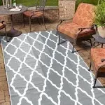 Whizmax Outdoor Waterproof Plastic Straw Reversible Rug