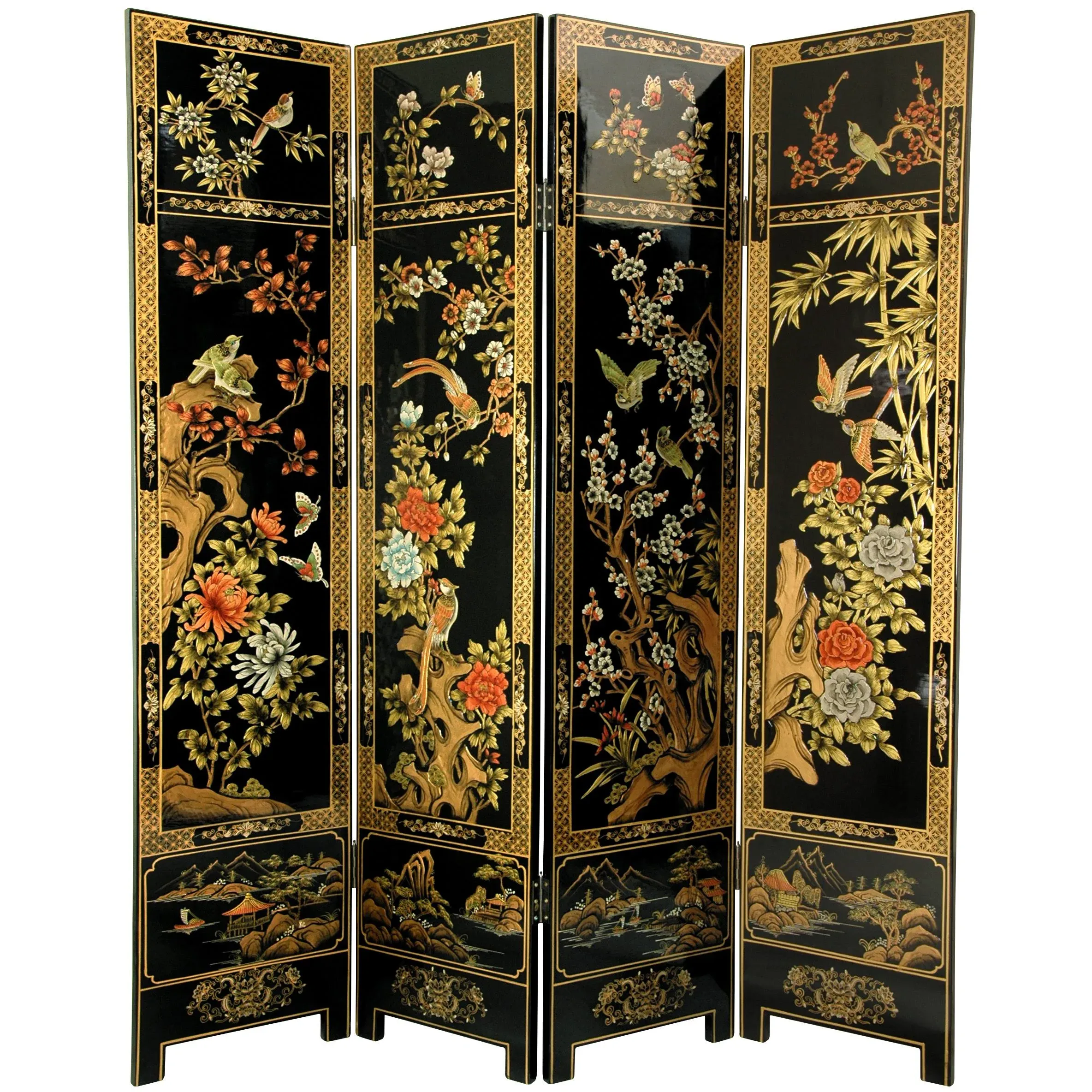 6' Tall Four Seasons Flowers Screen