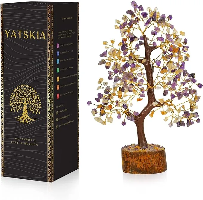 YATSKIA Rose Quarts - Rose Quartz Tree, Chakra Tree, Crystal Tree of Life, Good ...