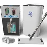 Separates Dirty and Clean Water, 3-Chamber Design, Flat Mop and Bucket Set