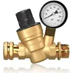 RVGUARD RV Adjustable Water Pressure Regulator Valve Brass Lead-Free 3/4 Thread