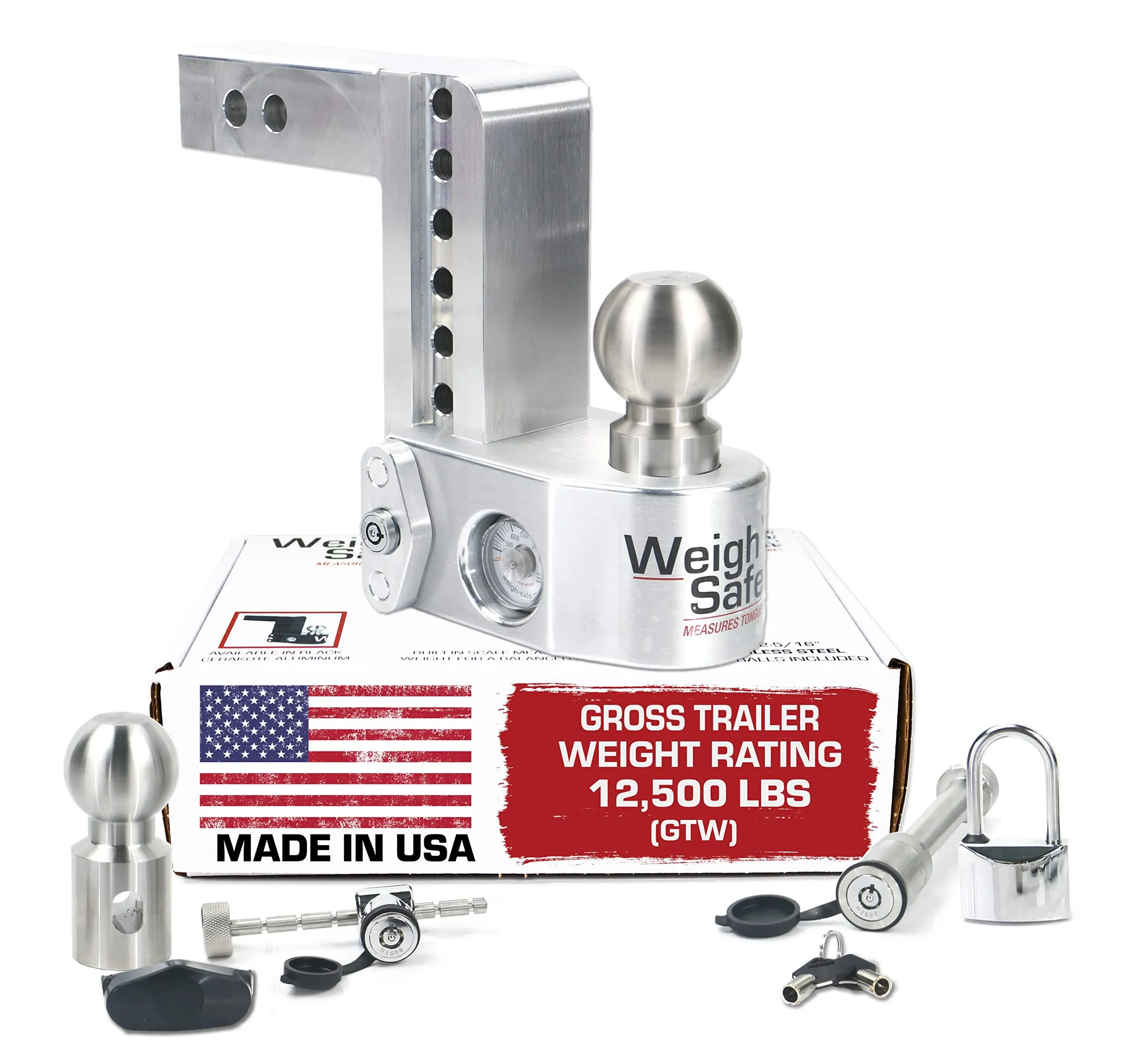 Weigh Safe, 6" Drop Hitch, 2" Receiver 12,500 lbs GTW - WS6-2-SET