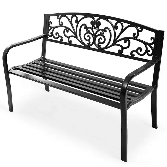 Park Bench Metal Bench 50 Garden Bench Chair Outdoor Benches Clearance Patio Bench Yard Bench Porch Work Entryway Steel Frame Furniture