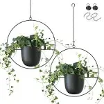 ABETREE 2 Pcs Hanging Planters for Indoor and Outdoor Plants with Hooks and Chains Metal Modern Wall and Ceiling Planter Minimalist Flower Pot Hold