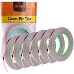 Oubaka 6 Pack Copper Foil Tape,Double-Sided Conductive Copper Tape with Adhesive for EMI Shielding,Stained Glass,Soldering,Electrical Repairs,Paper Circuits,Grounding (1/4inch X 21.8yards)