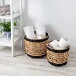 Honey-Can-Do Set of 2 Black/Natural Wicker Round Nesting Baskets