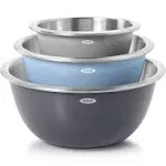 OXO Good Grips 3-Piece Stainless Steel Mixing Bowl Set - Blue/Gray, 4.7L, Multi Size