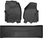 Husky Liners Weatherbeater Floor Mats | Fits 2012-2016 Ford F-250/F-350 Crew Cab w/DS Ft Rest & w/o Manual Transfer Case Shifter | Front & 2nd Row, 3-pc Black - 99711